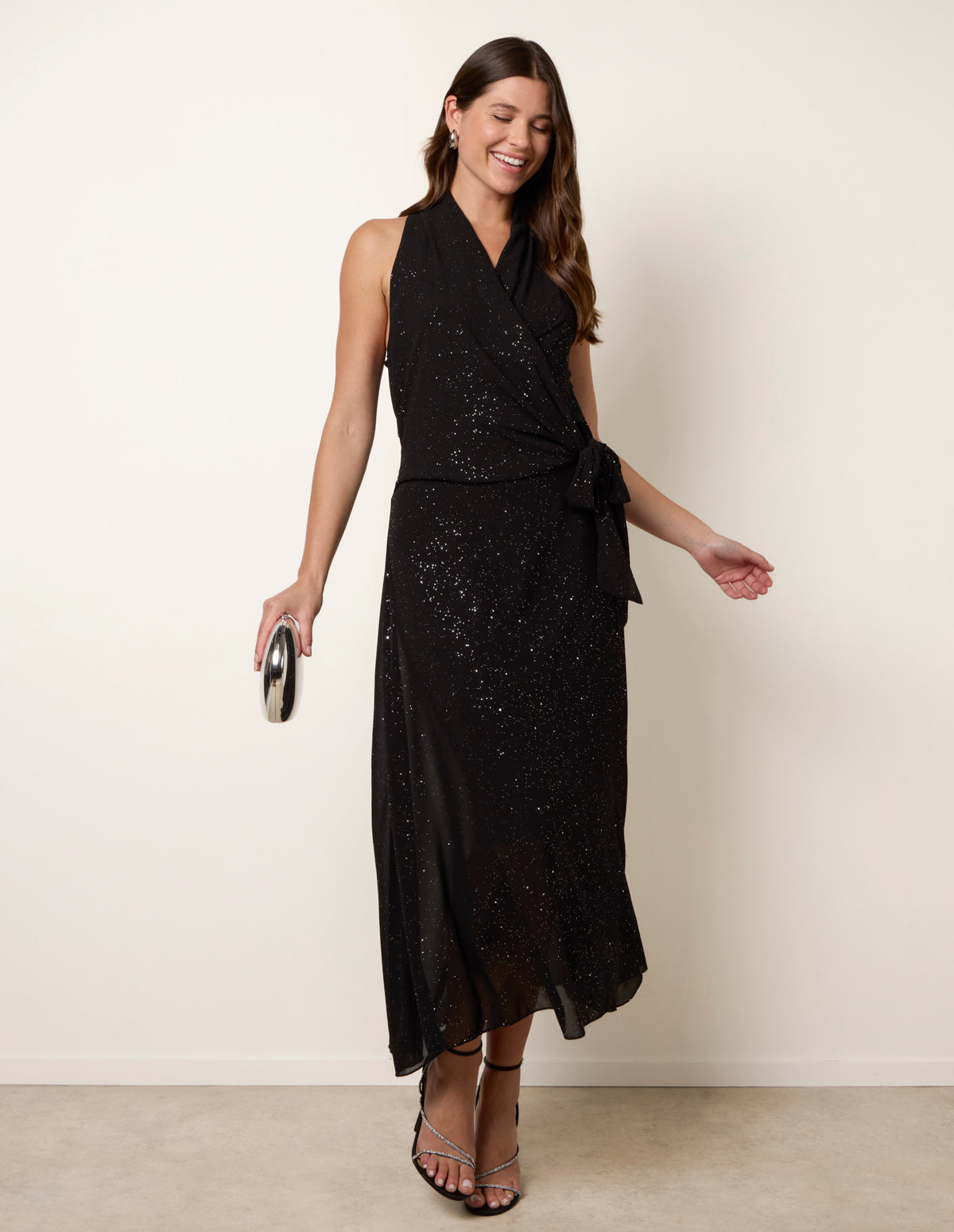 Wrap Knit Halter Shape Dress