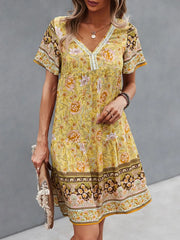 Floral Print V-Neck Summer Dress