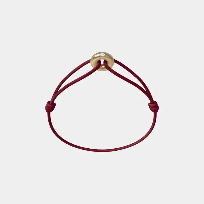 Wecord Mini Golden Soho Diamond Cord Bracelet, Burgundy