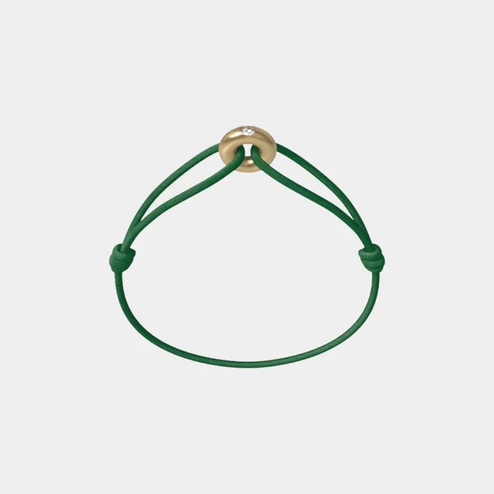 Wecord Mini Golden Soho Diamond Cord Bracelet, Green