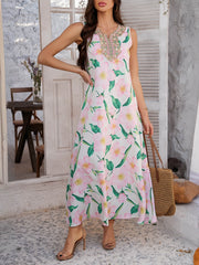 Emelia Floral Print Boho Maxi Dress - pink